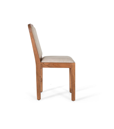 Giner and Colomer  Set Of 2 Acacia Wood Chairs Upholstered In Beige Fabric