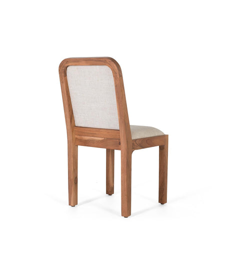 Giner and Colomer  Set Of 2 Acacia Wood Chairs Upholstered In Beige Fabric