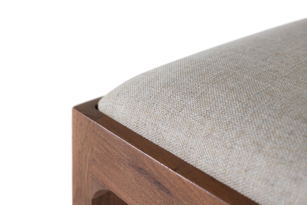 Giner and Colomer  Set Of 2 Acacia Wood Chairs Upholstered In Beige Fabric