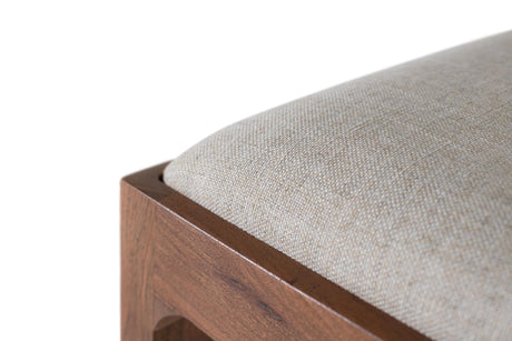 Giner and Colomer  Set Of 2 Acacia Wood Chairs Upholstered In Beige Fabric