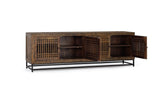 Giner and Colomer - 4-Door Acacia Wood TV Cabinet With Metal Base