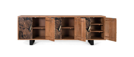 Giner and Colomer - 6-Door Acacia Wood Sideboard In Natural & Black
