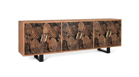 Giner and Colomer - 6-Door Acacia Wood Sideboard In Natural & Black
