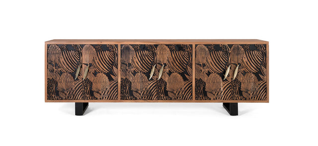 Giner and Colomer - 6-Door Acacia Wood Sideboard In Natural & Black