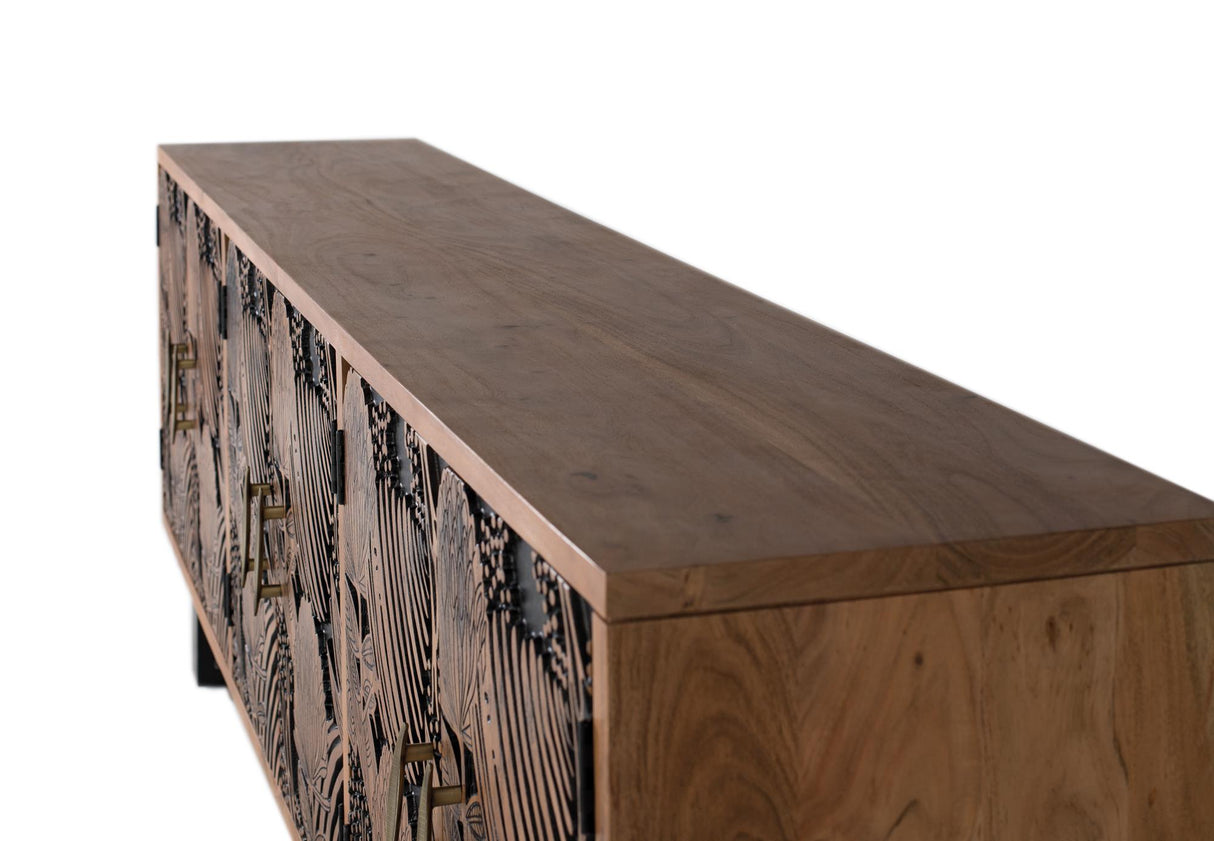 Giner and Colomer - 6-Door Acacia Wood Sideboard In Natural & Black