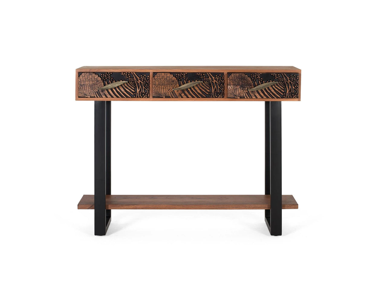 Giner and Colomer - 3-Drawer Acacia Wood Console In Natural & Black