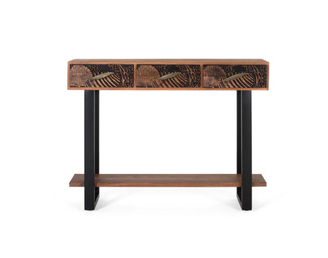 Giner and Colomer - 3-Drawer Acacia Wood Console In Natural & Black