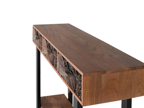 Giner and Colomer - 3-Drawer Acacia Wood Console In Natural & Black