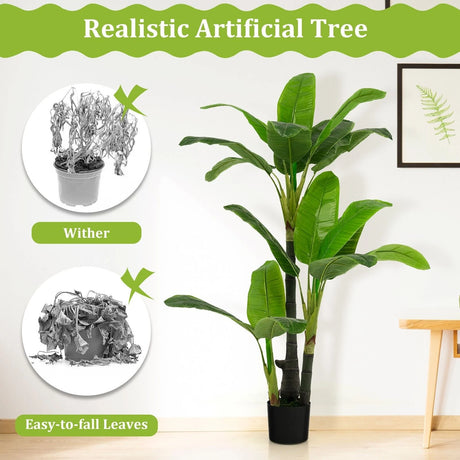 5 Feet Artificial Tree with 18 Large Leaves