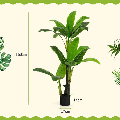 5 Feet Artificial Tree with 18 Large Leaves