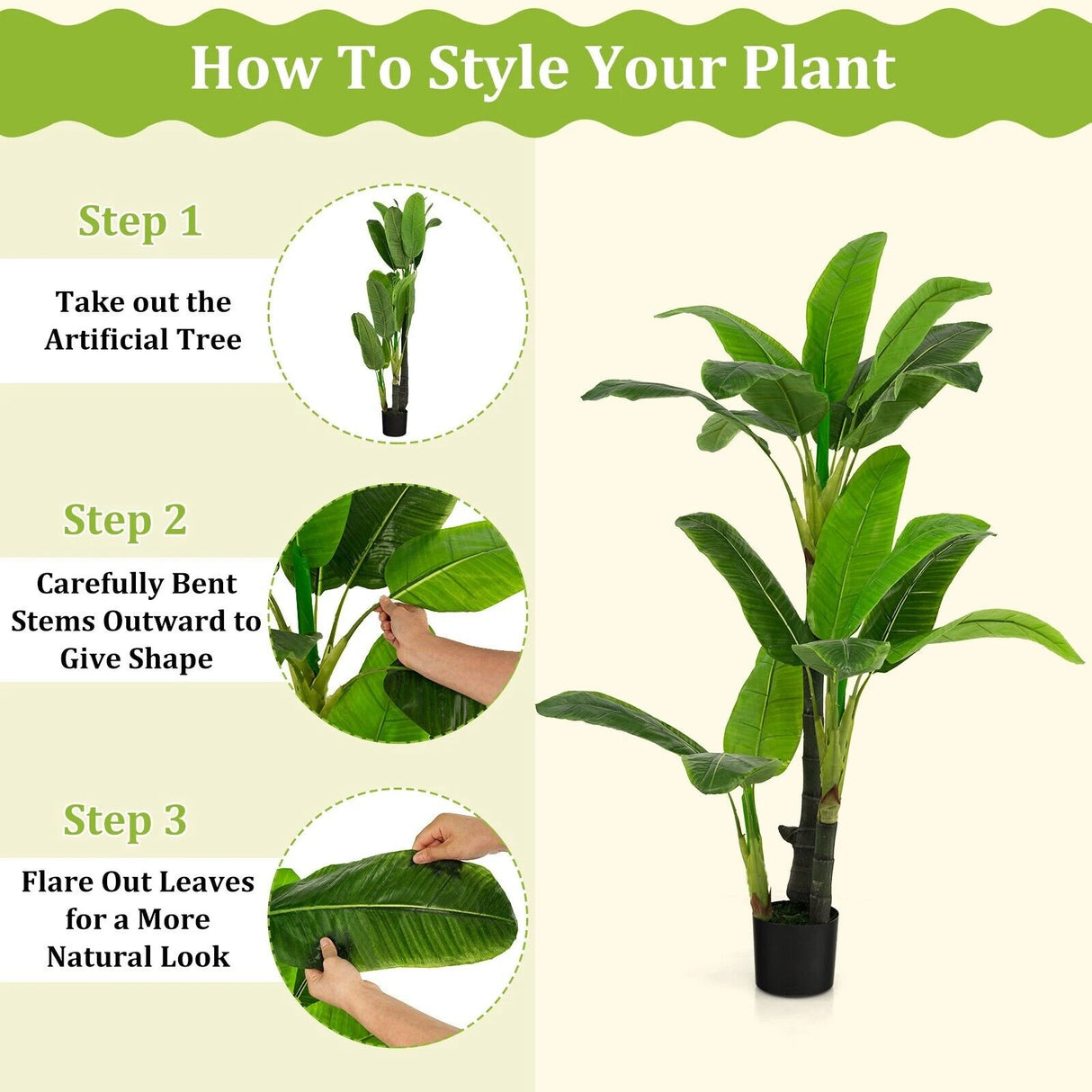 5 Feet Artificial Tree with 18 Large Leaves