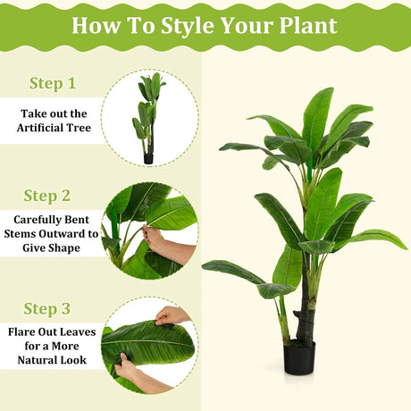 5 Feet Artificial Tree with 18 Large Leaves