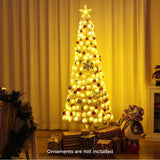 150CM Artificial Xmas Tree Pencil Tree with Treetop Star and 7 Lighting Modes-150 cm