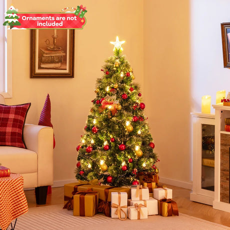150/180CM  Artificial Christmas Tree with 8 Lighting Modes and Optical Fibers-150 cm