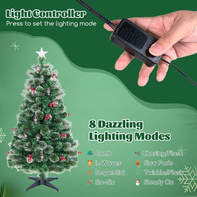 150/180CM  Artificial Christmas Tree with 8 Lighting Modes and Optical Fibers-150 cm