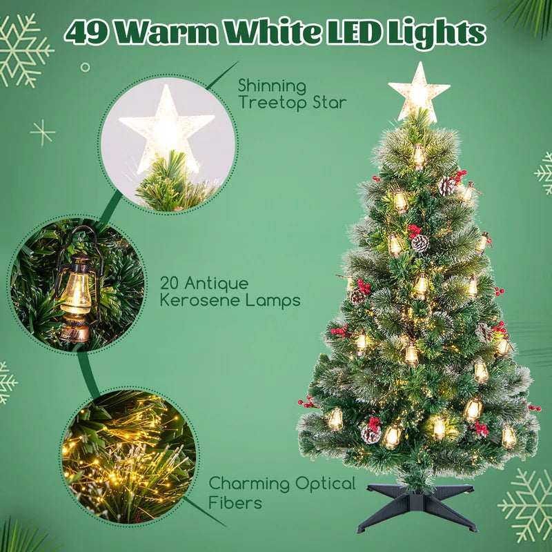 150/180CM  Artificial Christmas Tree with 8 Lighting Modes and Optical Fibers-150 cm