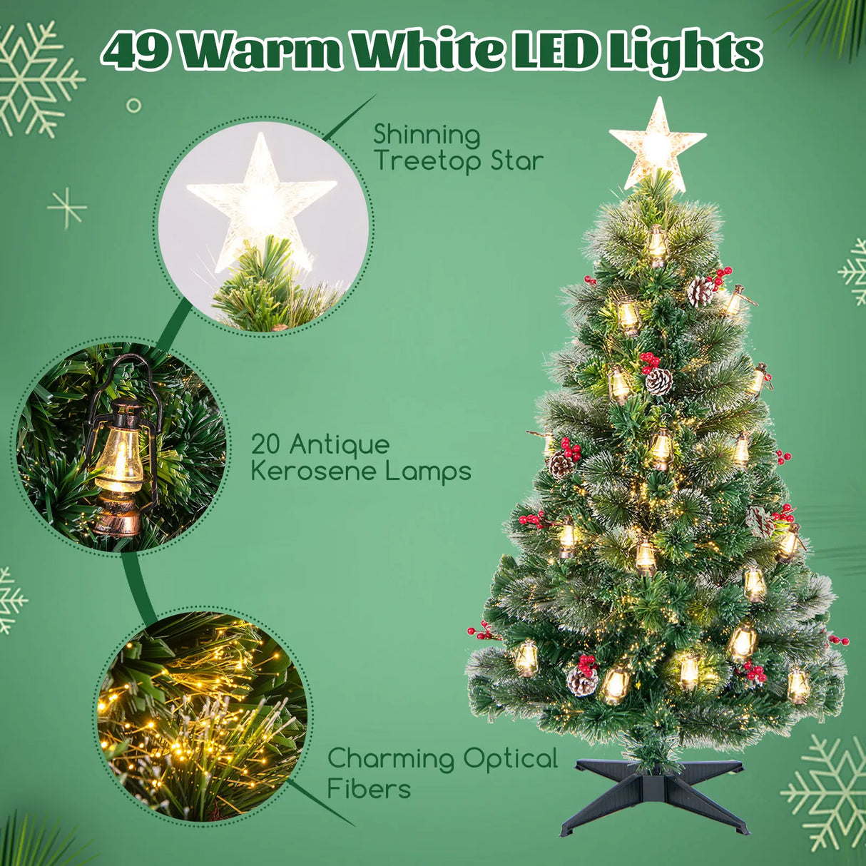 150/180CM  Artificial Christmas Tree with 8 Lighting Modes and Optical Fibers-150 cm