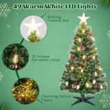 150/180CM  Artificial Christmas Tree with 8 Lighting Modes and Optical Fibers-150 cm