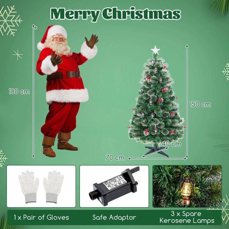 150/180CM  Artificial Christmas Tree with 8 Lighting Modes and Optical Fibers-150 cm