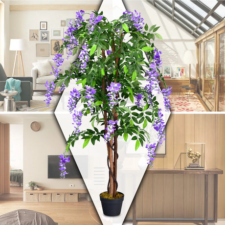 Artificial plant tree with wisteria flowers 150cm