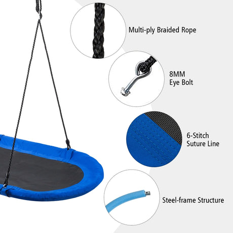 60 Inch Saucer Surf Outdoor Adjustable Swing Set-Blue+Black