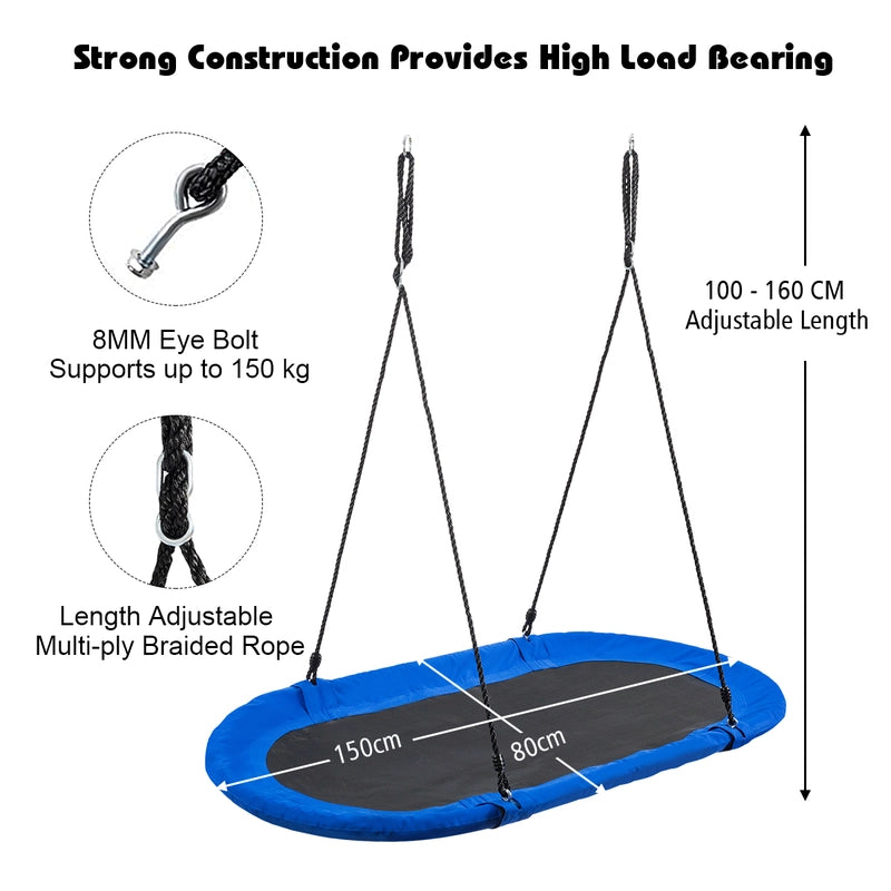 60 Inch Saucer Surf Outdoor Adjustable Swing Set-Blue+Black