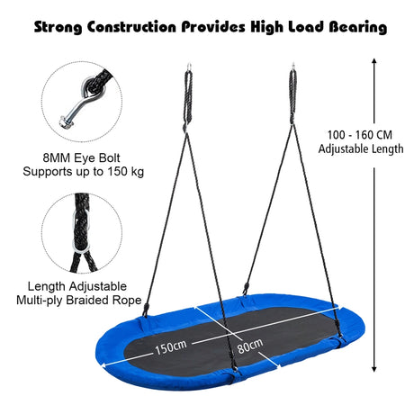 60 Inch Saucer Surf Outdoor Adjustable Swing Set-Blue+Black