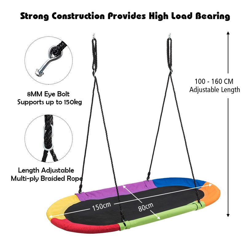 60 Inch Saucer Surf Outdoor Adjustable Swing Set-Multicolor