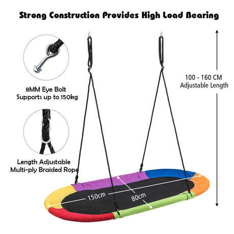 60 Inch Saucer Surf Outdoor Adjustable Swing Set-Multicolor
