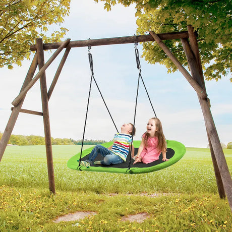 Flying Oval Tree Swing Set with Adjustable Hanging Ropes for Outdoor Use