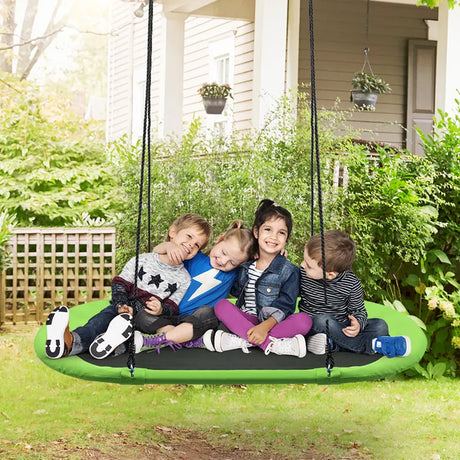 Flying Oval Tree Swing Set with Adjustable Hanging Ropes for Outdoor Use