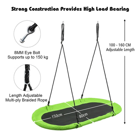 Flying Oval Tree Swing Set with Adjustable Hanging Ropes for Outdoor Use
