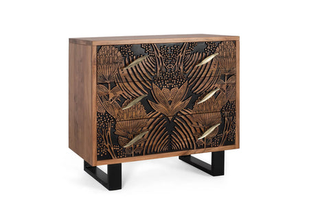 Giner and Colomer - 3-Drawer Acacia Wood Chest In Natural & Black