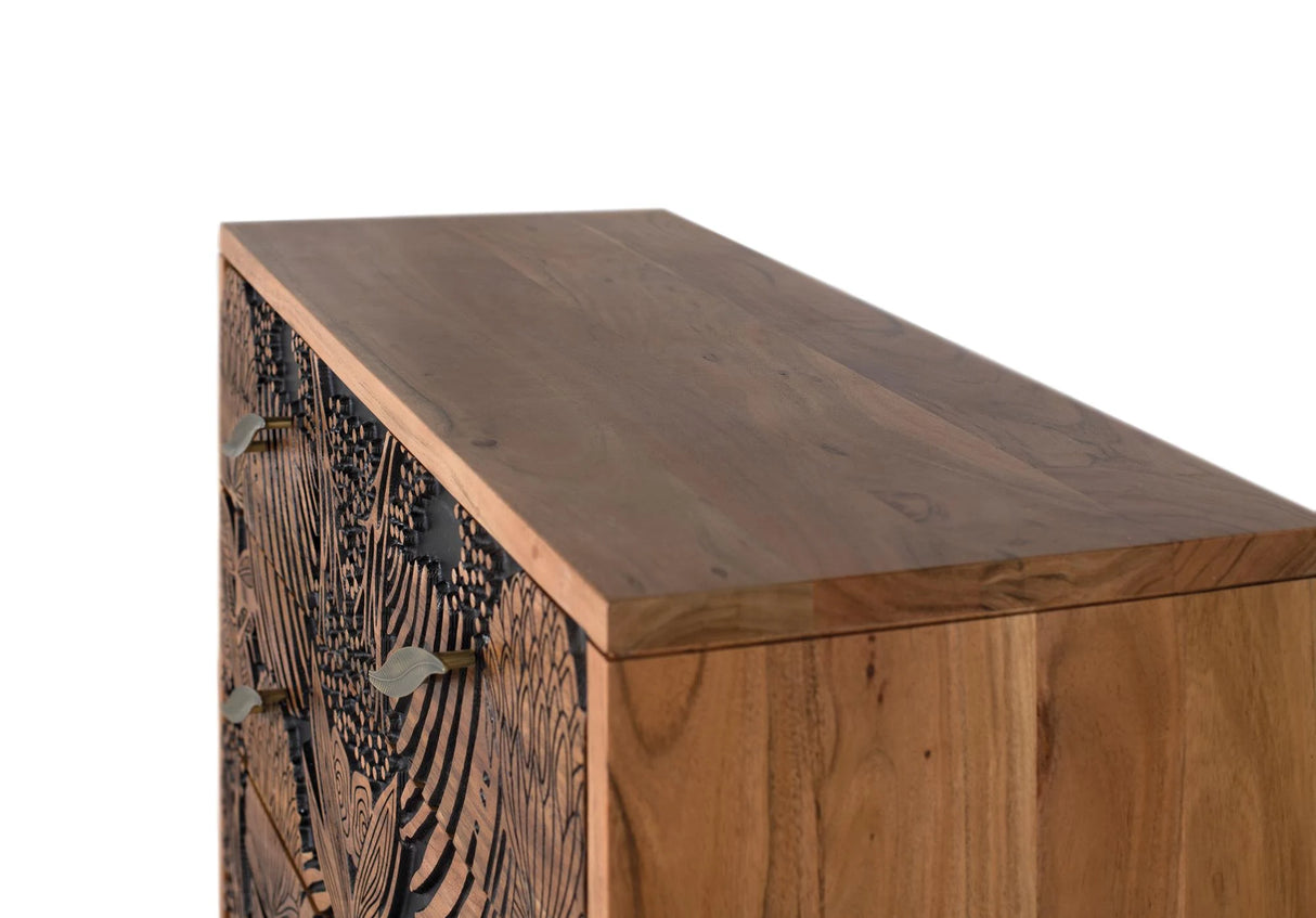 Giner and Colomer - 3-Drawer Acacia Wood Chest In Natural & Black