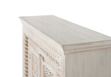 Giner and Colomer - Antique White Mango Wood Sideboard With 2 Hand-Carved Doors