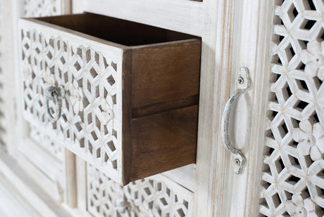 Giner and Colomer - Antique White Mango Wood Sideboard With 2 Doors & 3 Drawers