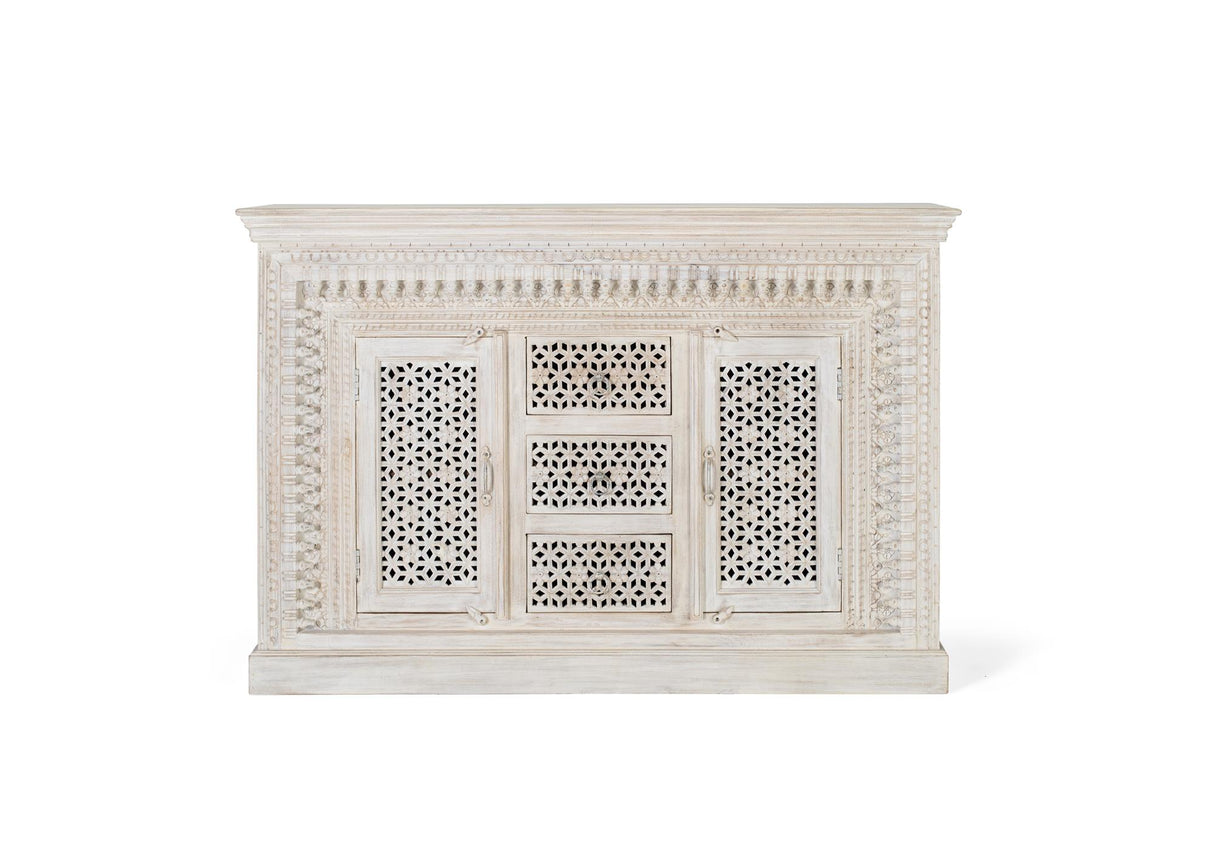 Giner and Colomer - Antique White Mango Wood Sideboard With 2 Doors & 3 Drawers