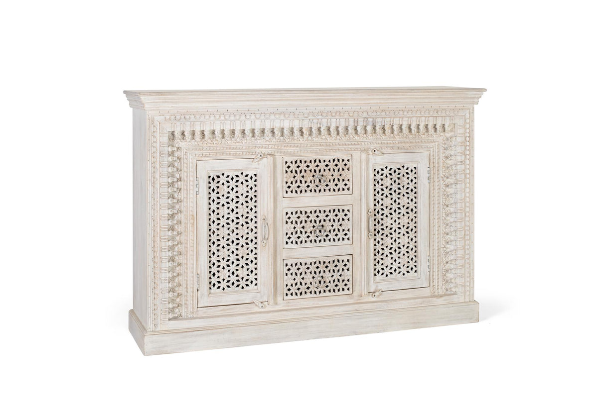 Giner and Colomer - Antique White Mango Wood Sideboard With 2 Doors & 3 Drawers