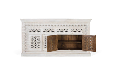 Giner and Colomer - Antique White Mango Wood Sideboard With 4 Doors & 4 Drawers