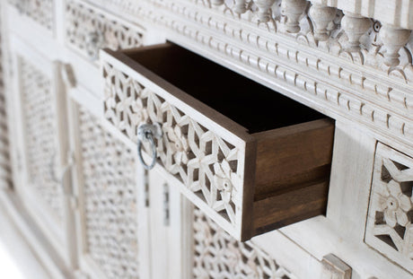 Giner and Colomer - Antique White Mango Wood Sideboard With 4 Doors & 4 Drawers