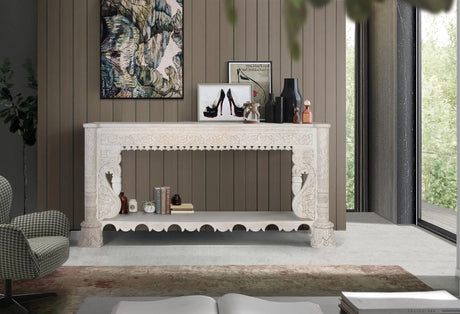Giner and Colomer - Mango Wood Console With Turned Legs & Carved Details