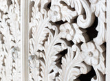 Giner and Colomer - Antique White Mango Wood Wardrobe With 2 Hand-Carved Doors