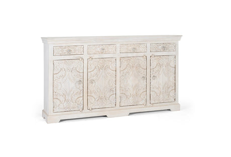 Giner and Colomer - Antique White Mango Wood Sideboard With 4 Doors & 4 Drawers