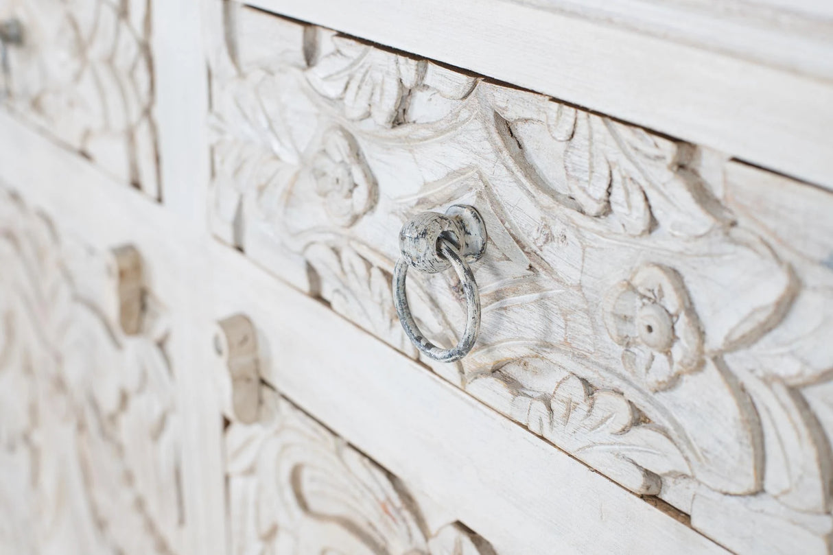 Giner and Colomer - Antique White Mango Wood Sideboard With 4 Doors & 4 Drawers