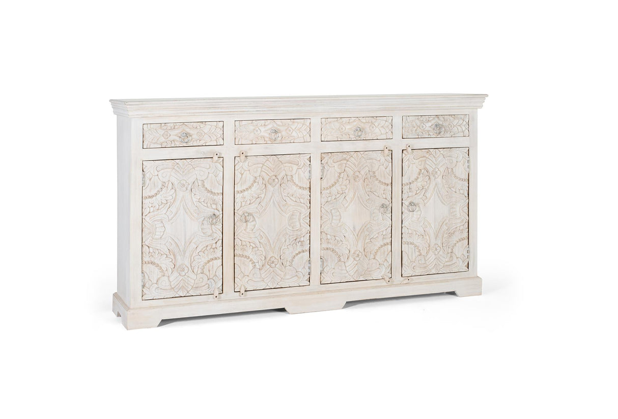 Giner and Colomer - Antique White Mango Wood Sideboard With 4 Doors & 4 Drawers