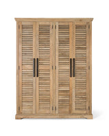 Giner and Colomer - 4-Door Natural Mango Wood Wardrobe With Adjustable Shelves