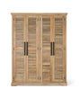 Giner and Colomer - 4-Door Natural Mango Wood Wardrobe With Adjustable Shelves