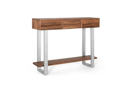 Giner and Colomer - 3-Drawer Acacia Wood Console With Lower Tray