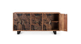 Giner and Colomer - Acacia Wood Sideboard With 4 Doors & 3 Drawers, Natural & Black