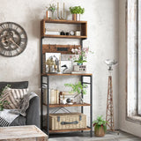 153 cm Tall Microwave Stand Kitchen Bakers Rack with Power Outlet-Rustic Brown